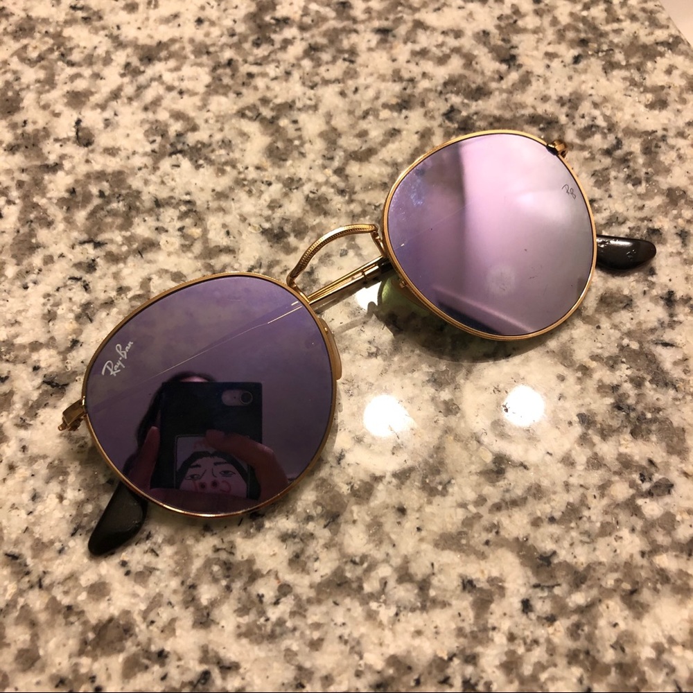 RAY-BAN ROUND METAL LEGEND GOLD WISTERIA FLASH